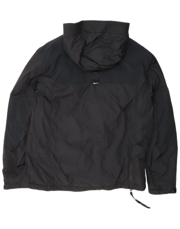 Giacca anorak con cappuccio da uomo Nike UK 40 Large in nylon color block nero