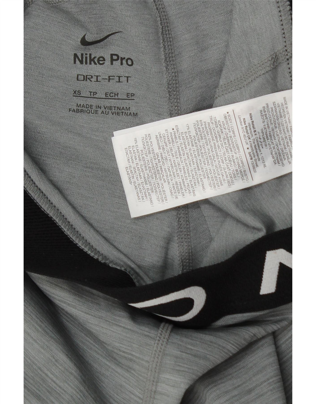 Leggings grafici NIKE da donna Dri Fit UK 4 XS poliestere screziato grigio