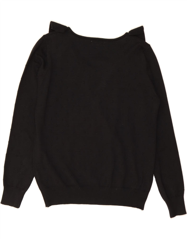 VINTAGE Womens Boat Neck Jumper Sweater UK 14 Medium Black Viscose Vintage Vintage and Second-Hand Vintage from Messina Hembry 