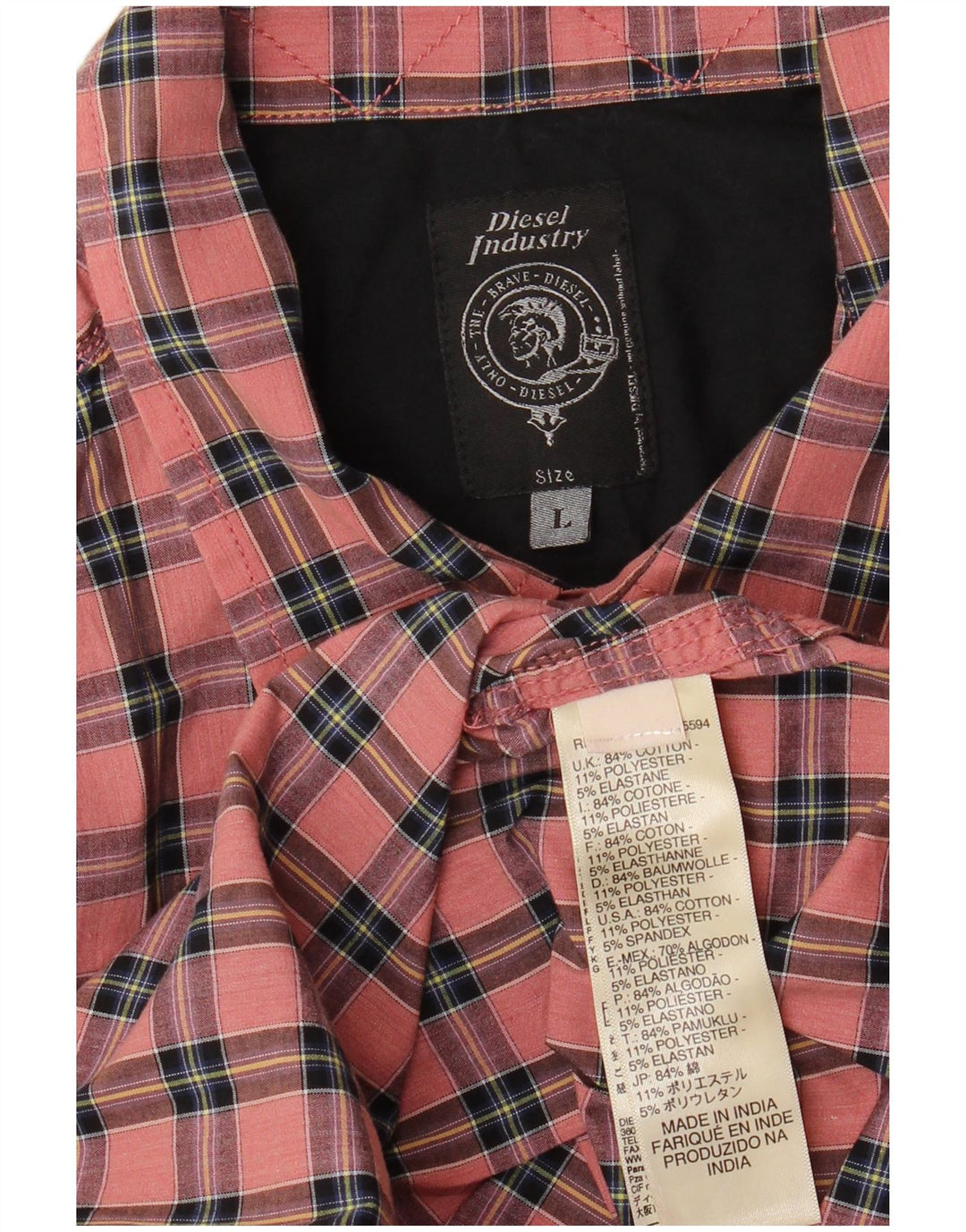 DIESEL Camicia da uomo in cotone a quadri grandi rosa