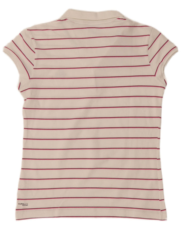 Polo ADIDAS da donna Clima 365 UK 16 grande cotone a righe bianche