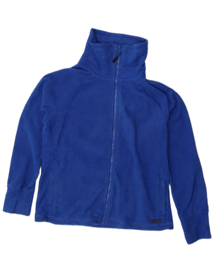 CALVIN KLEIN Giacca in pile con grafica da donna UK 14 Poliestere blu medio