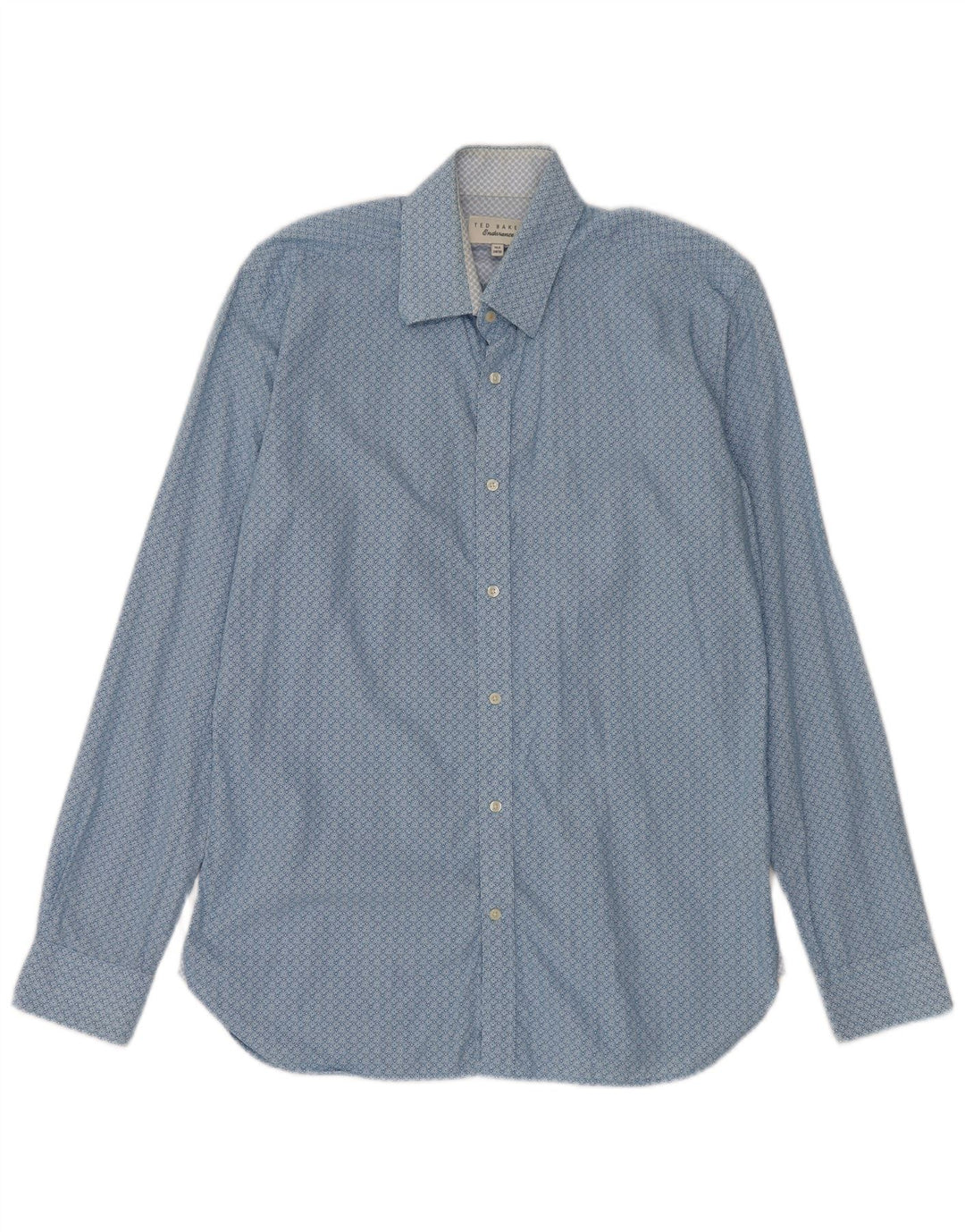 Camicia da uomo Ted Baker taglia 15 1/2 cotone floreale blu medio