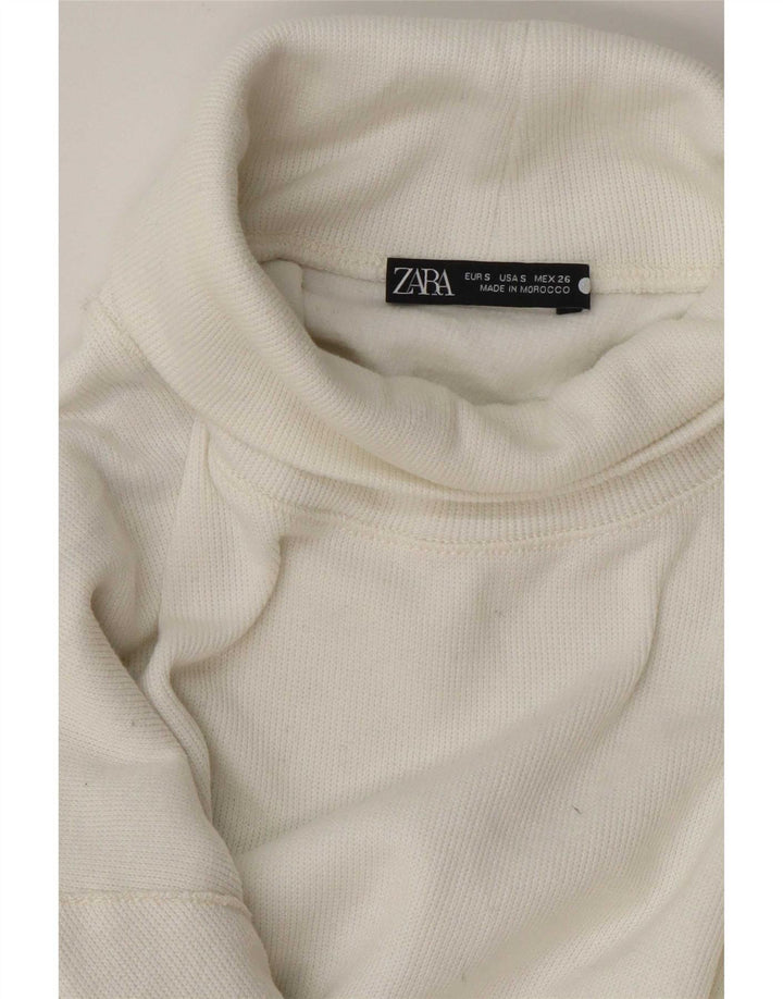 Maglione corto oversize a collo alto da donna Zara UK 10 piccolo bianco