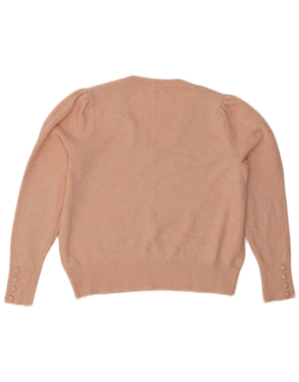 Marks & Spencer Womens Crop V-Neck Jumper Sweater UK 12 Medium Pink Cotton