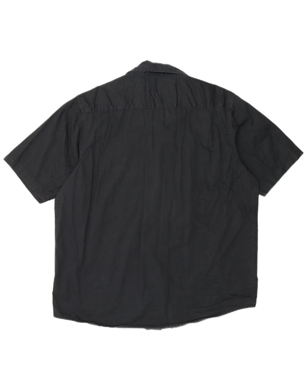 Wrangler Mens Short Sleeve Shirt Large Black Cotton