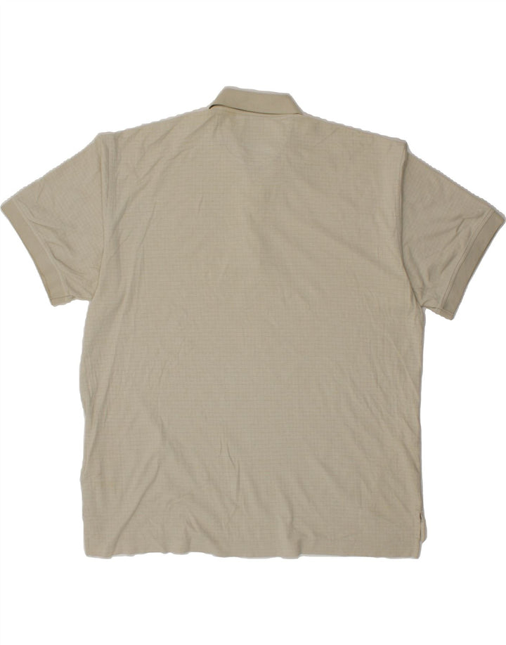 IZOD Mens Polo Shirt 2XL Off White Check Cotton Vintage Izod and Second-Hand Izod from Messina Hembry 
