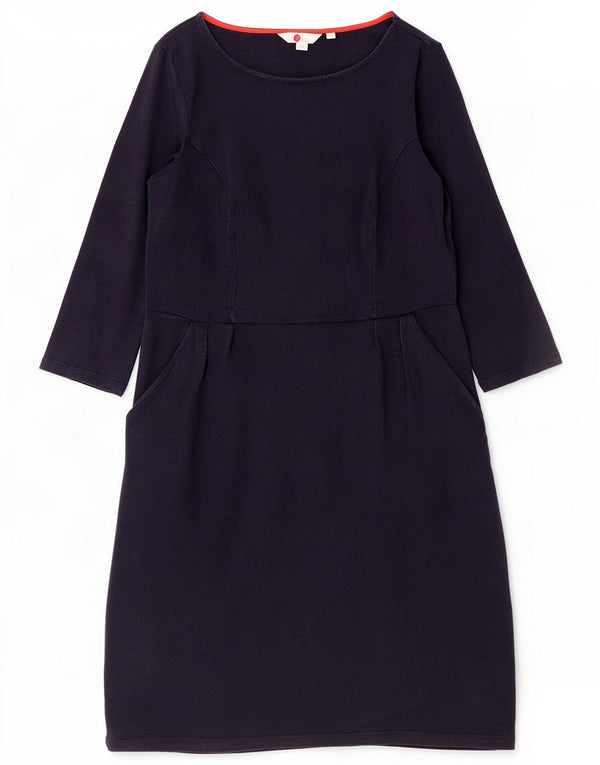 Abito a trapezio da donna Boden con maniche a 3/4 UK 12 Medio cotone blu navy