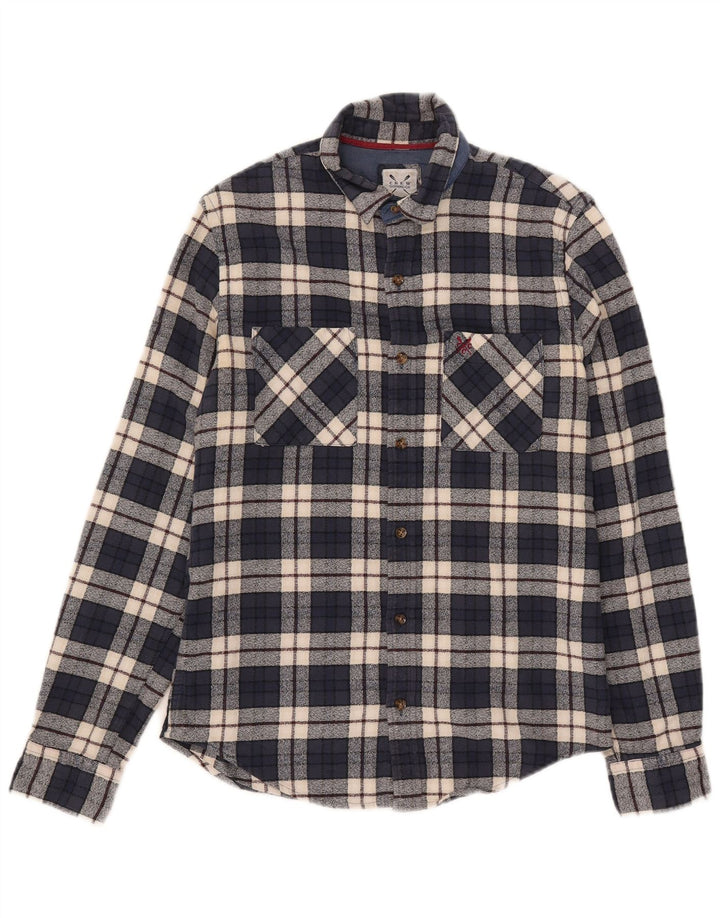 Crew Clothing Camicia da uomo in flanella piccola in cotone a quadri blu navy