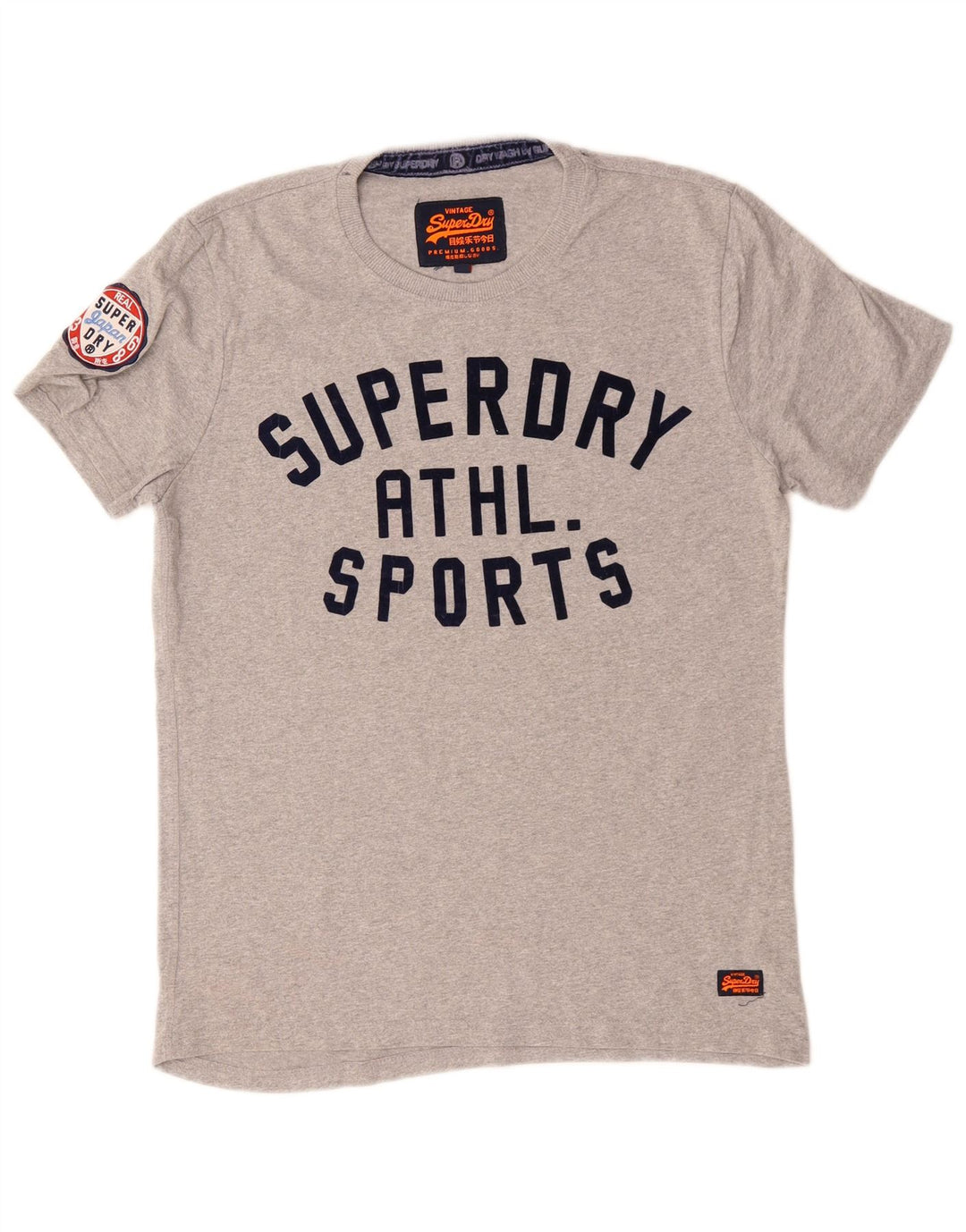 T-shirt grafica da uomo SUPERDRY Top grande in cotone grigio