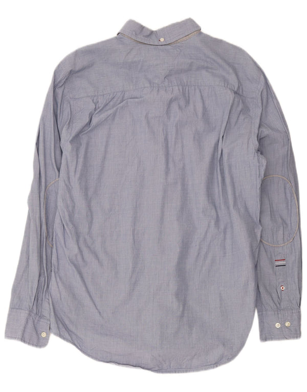 Camicia da uomo su misura Tommy Hilfiger taglia 16 1/2 17 grande cotone blu navy