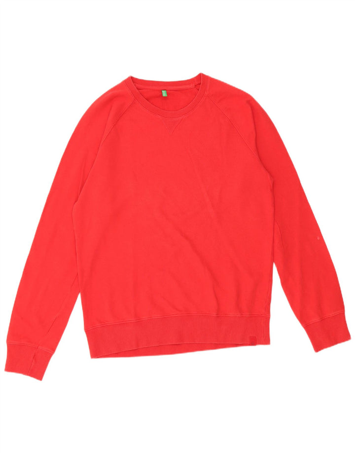 Benetton Felpa Uomo Maglione Large Rosso Cotone