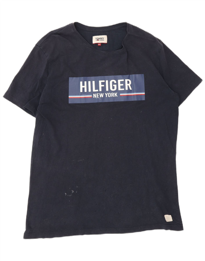 TOMMY HILFIGER Mens Graphic T-Shirt Top 2XL Navy Blue