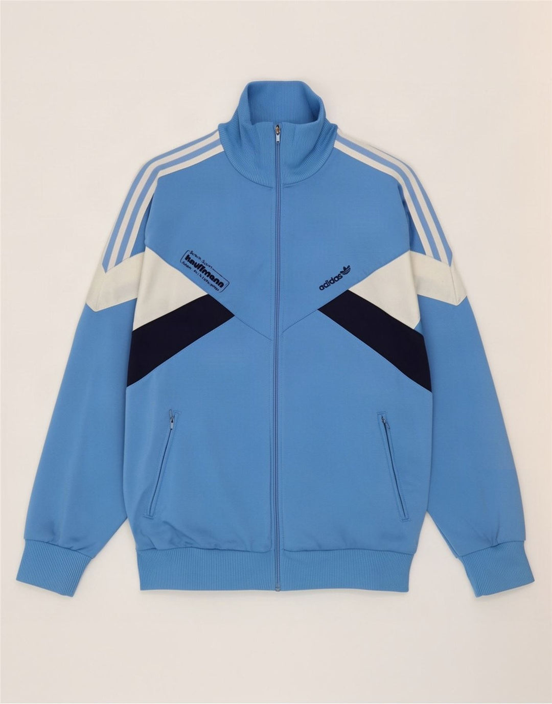 Giacca da ginnastica grafica da uomo Adidas Top Giacca in poliestere color block blu medio
