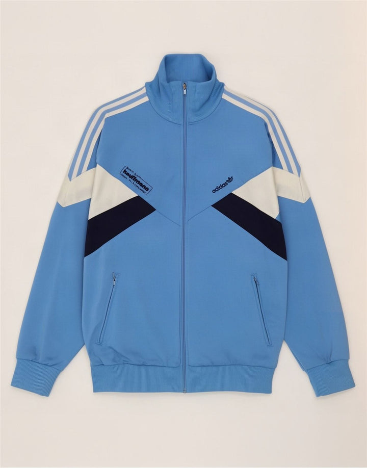 Giacca da ginnastica grafica da uomo Adidas Top Giacca in poliestere color block blu medio