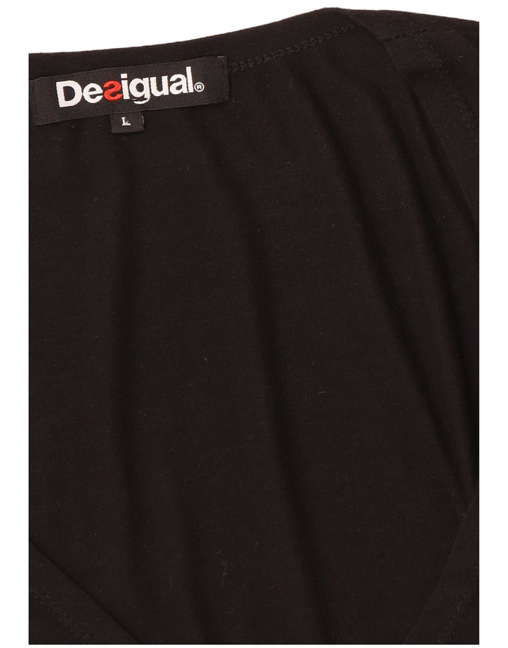 DESIGUAL Abito a trapezio da donna UK 14 Grande motivo cachemire nero