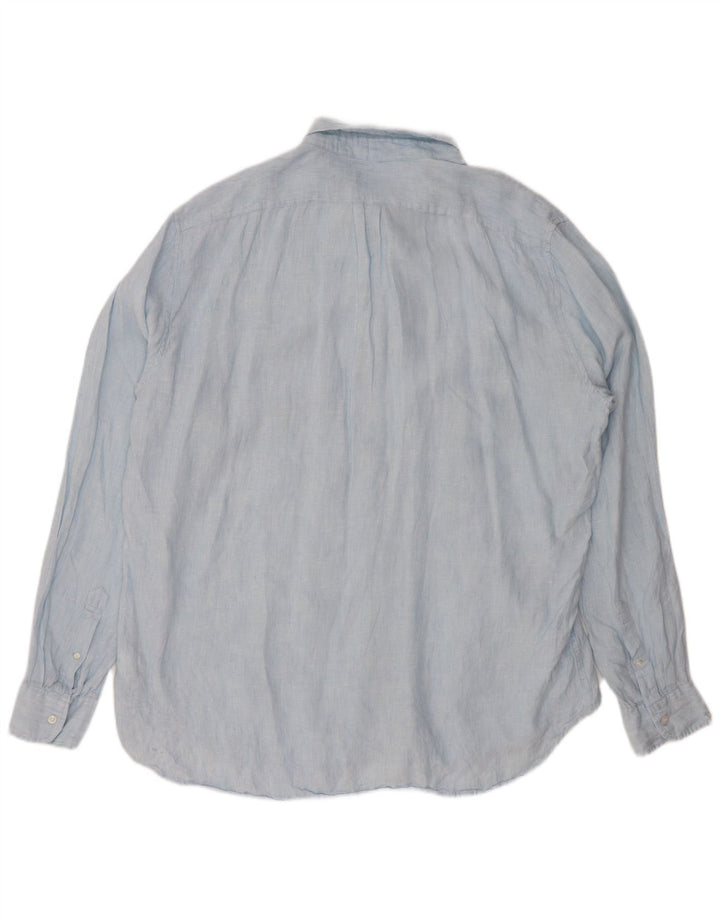 J. CREW Camicia da uomo alta vestibilità classica 2XL Lino blu