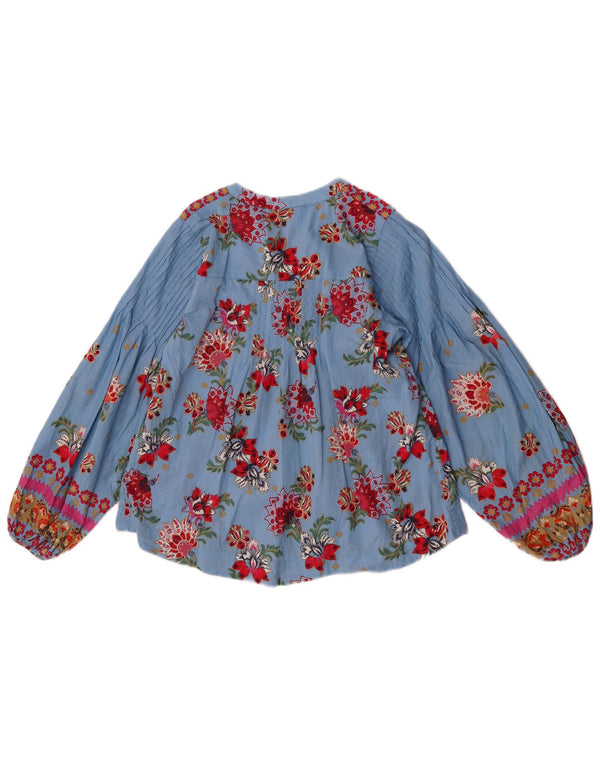 Camicetta a maniche lunghe da donna Fat Face Top UK 8 Piccolo cotone floreale blu