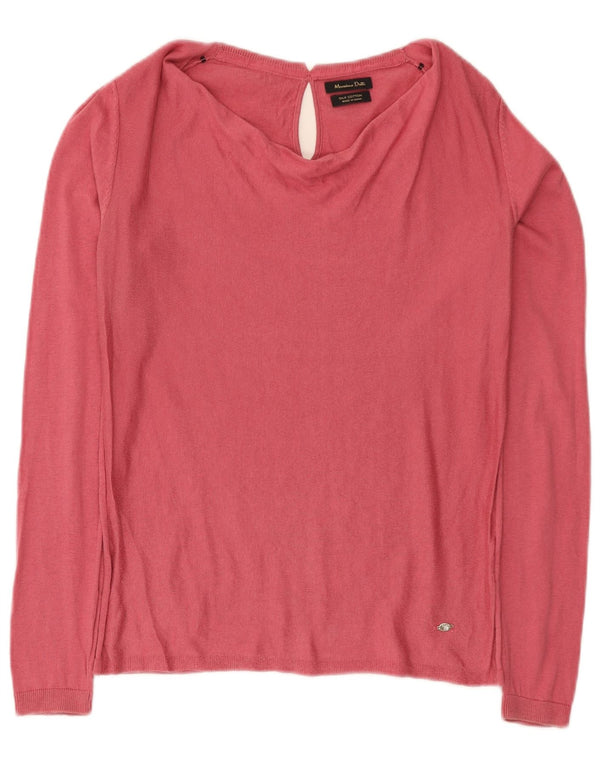 Massimo Dutti Womens Top Long Sleeve UK 12 Medium Pink Silk