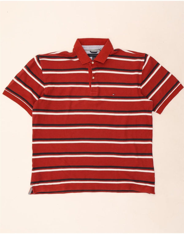 Polo da uomo Tommy Hilfiger XL in cotone a righe rosse