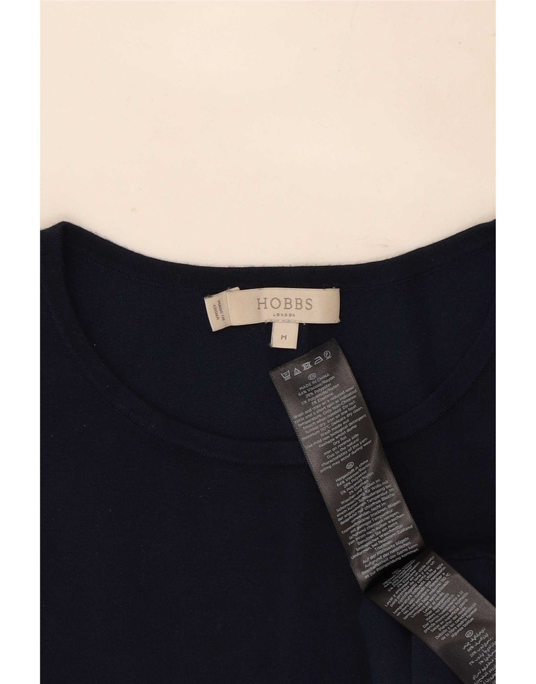 Top da donna con spalle scoperte Hobbs, manica a 3/4, UK 12, viscosa media blu navy