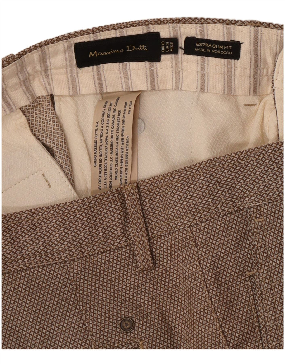 Pantaloni chino da uomo Massimo Dutti EU 40 medio W31 L27 marrone geometrico
