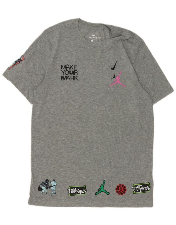 T-shirt grafica Nike Dri Fit da uomo in poliestere grigio medio