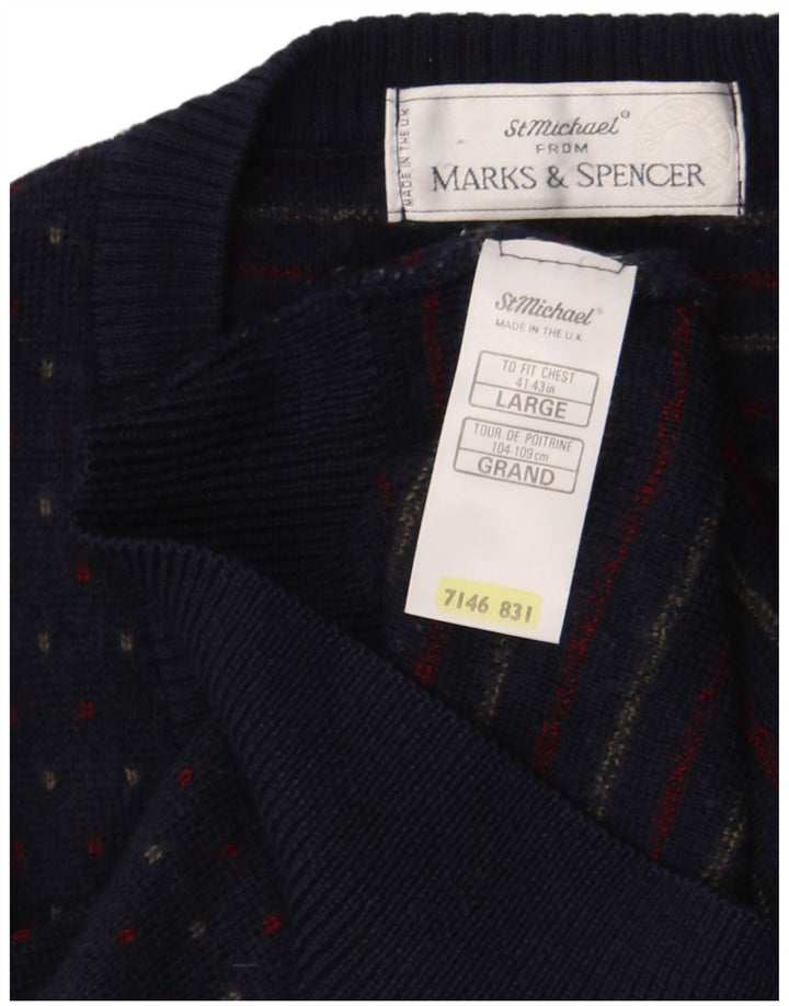 Canotta da uomo Marks & Spencer grande in lana maculata blu navy