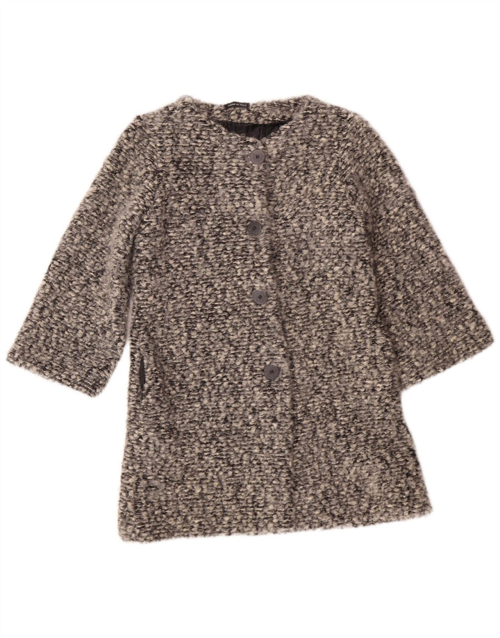 VINTAGE Womens Longline 4 Button Blazer Jacket UK 12 Medium Grey Flecked