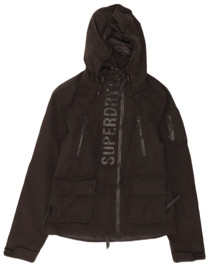 Giacca antipioggia da donna con cappuccio grafico Superdry UK 8 Small poliestere nero