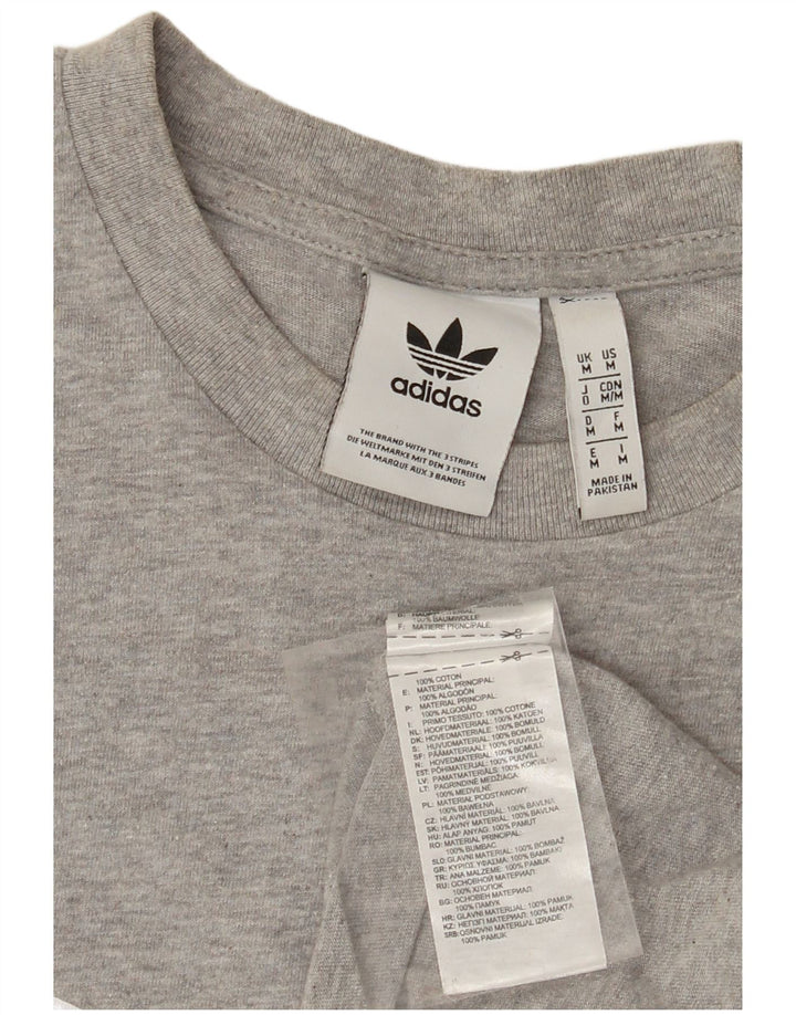 ADIDAS Mens Graphic T-Shirt Top Medium Grey Cotton