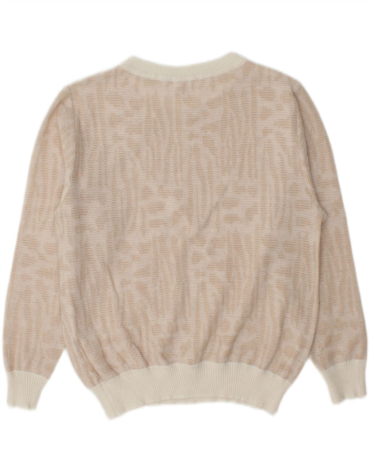 VINTAGE Womens Crew Neck Jumper Sweater UK 14 Medium Beige Polyester Vintage Vintage and Second-Hand Vintage from Messina Hembry 