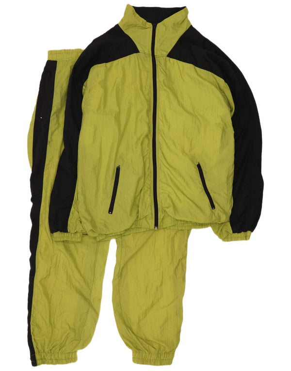Tuta intera vintage da uomo XL in nylon color block giallo