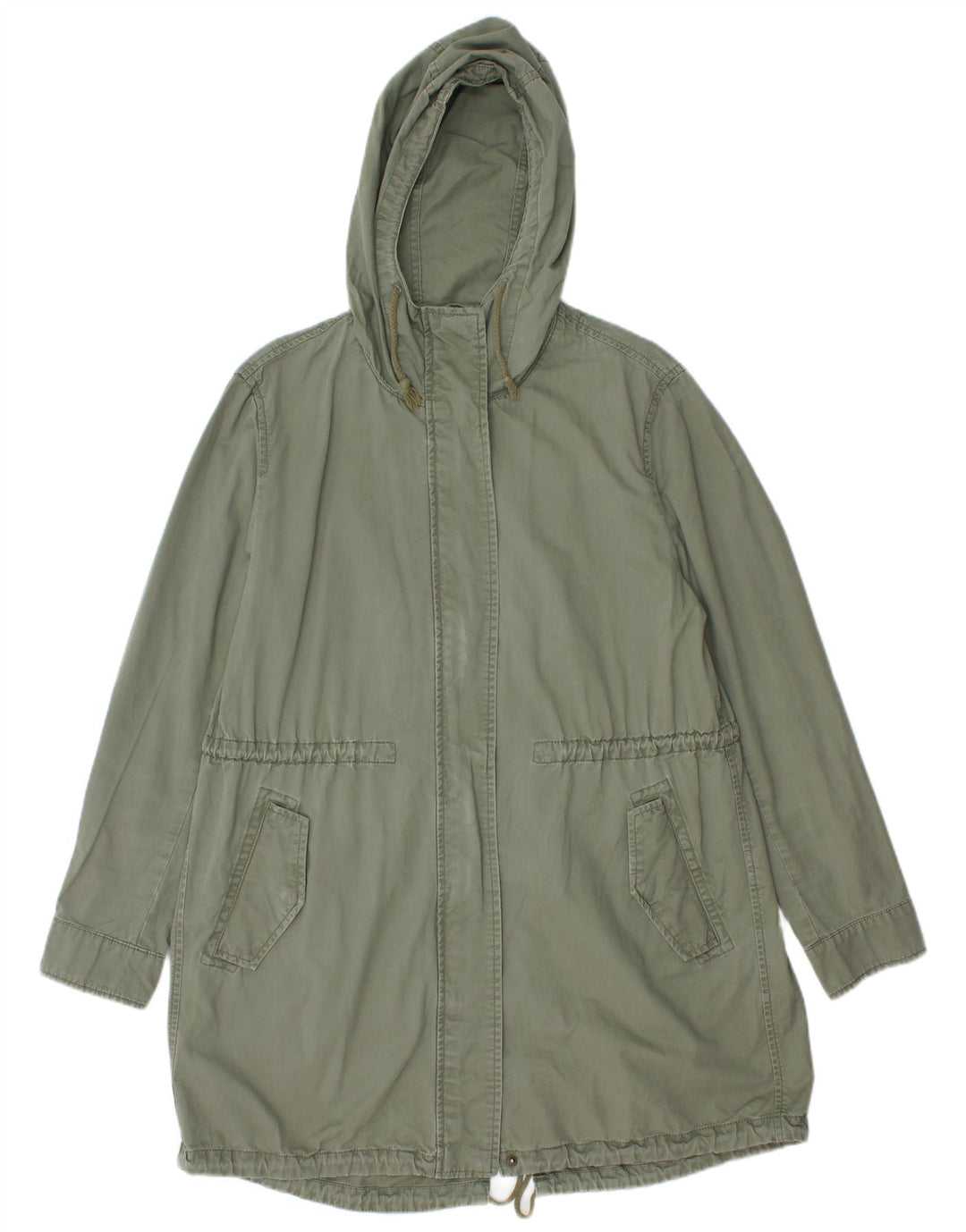 Giacca Parka con cappuccio da donna Benetton UK 16 Large in cotone kaki