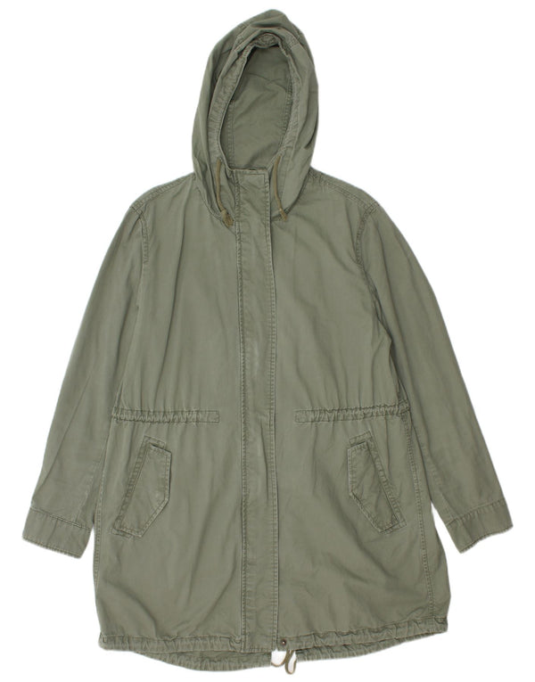 Giacca Parka con cappuccio da donna Benetton UK 16 Large in cotone kaki