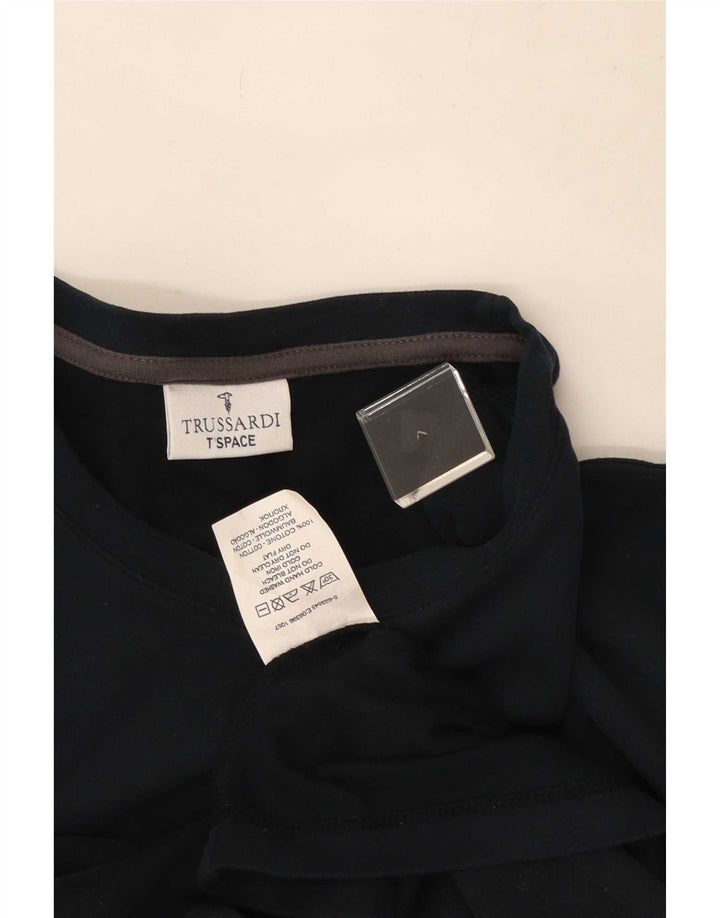 Top Trussardi Uomo Manica Lunga Cotone Righe Grandi Blu Navy