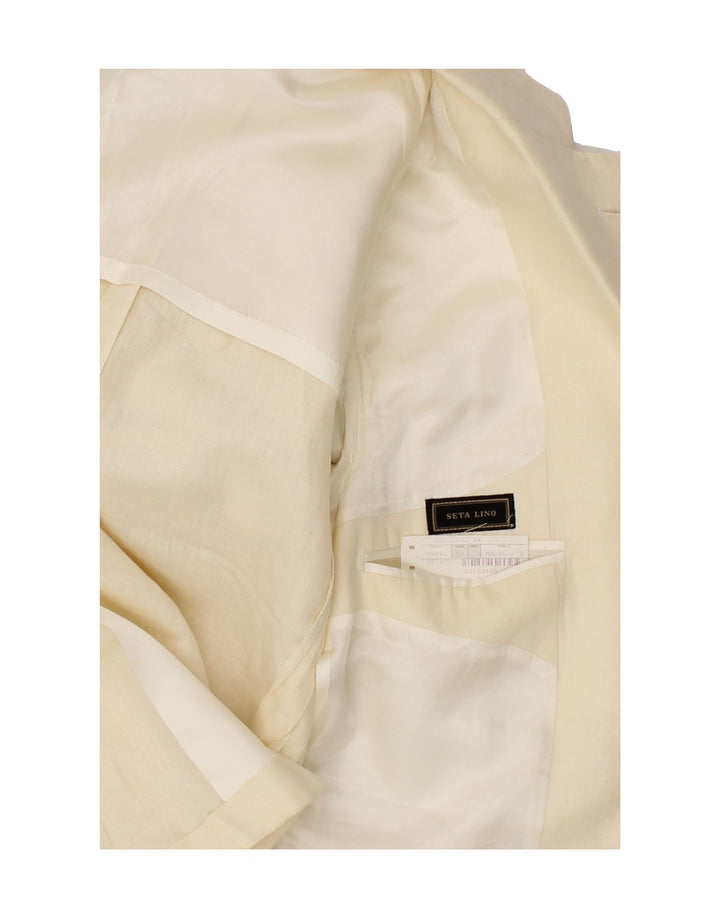 PIERRE CARDIN Giacca blazer a 3 bottoni da uomo IT 50 Large Beige Lino