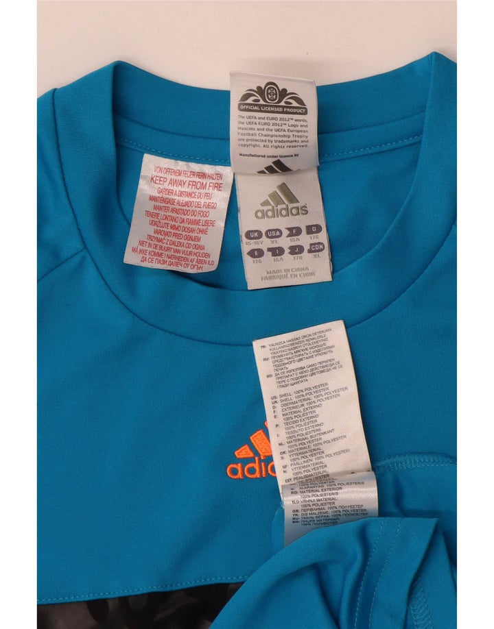 T-shirt grafica da ragazzo Adidas Top 15-16 anni in poliestere color block blu