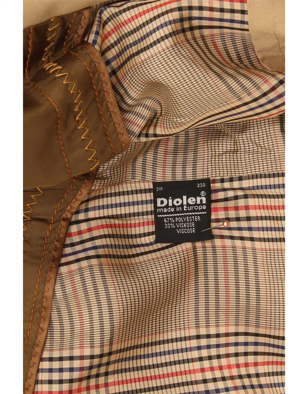 Trench da uomo con cappuccio Diolen UK 36 piccolo classico in poliestere beige