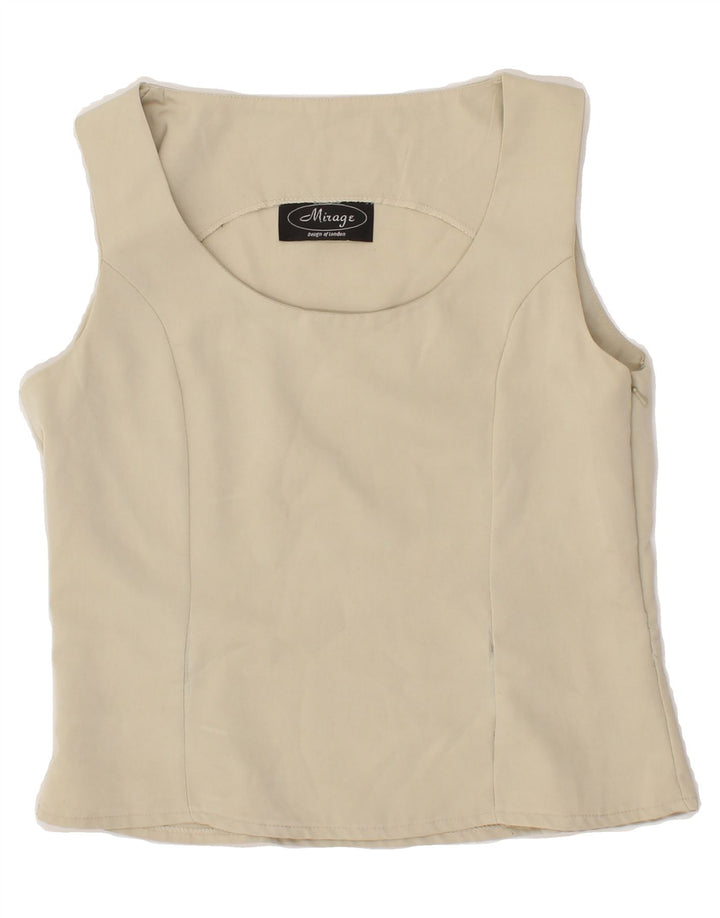 MIRAGE Womens Sleeveless Blouse Top UK 12 Medium Beige Polyester Vintage Mirage and Second-Hand Mirage from Messina Hembry 