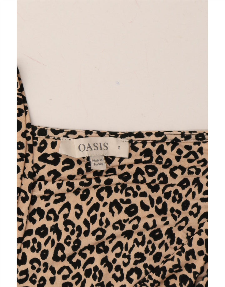 OASIS Womens Basic Dress UK 10 Small Beige Animal Print Polyester Vintage Oasis and Second-Hand Oasis from Messina Hembry 
