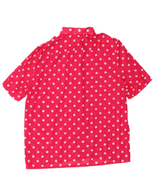 Camicia a maniche corte da donna Guarnera UK 16 grande cotone rosa a pois