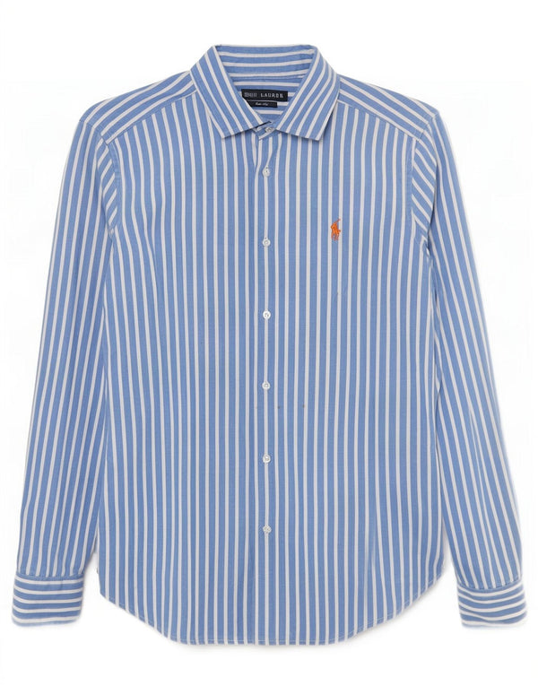 Camicia slim fit da donna Ralph Lauren US 8 cotone gessato blu medio