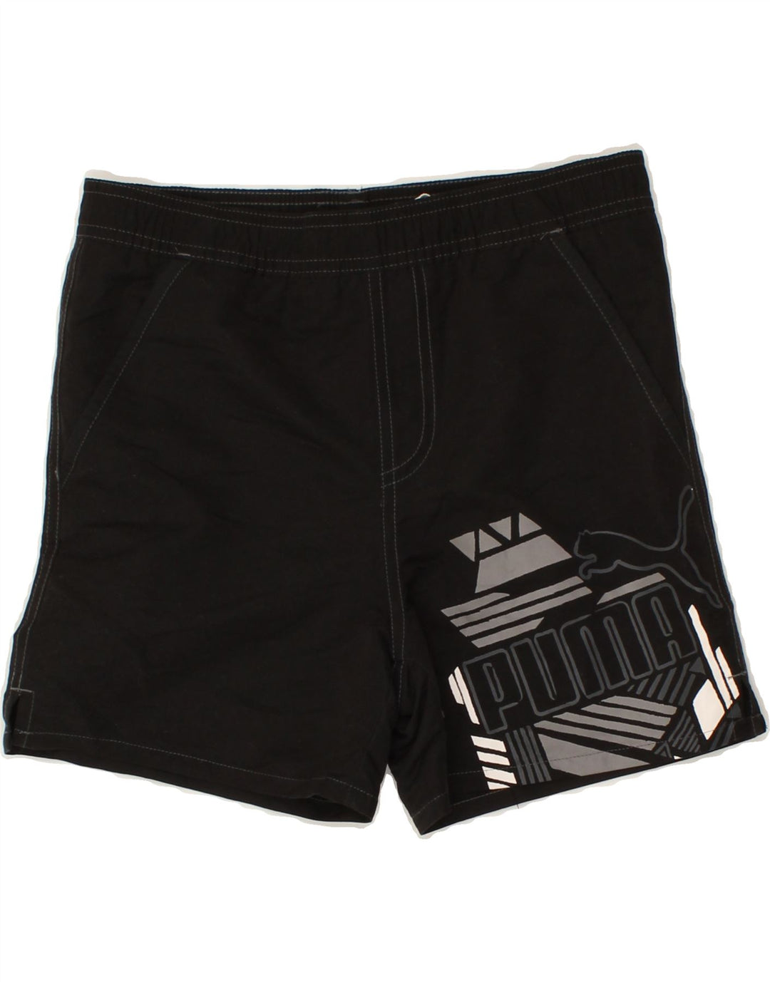 PUMA Boys Graphic Swimming Shorts 9-10 Years Black Polyester Vintage Puma and Second-Hand Puma from Messina Hembry 