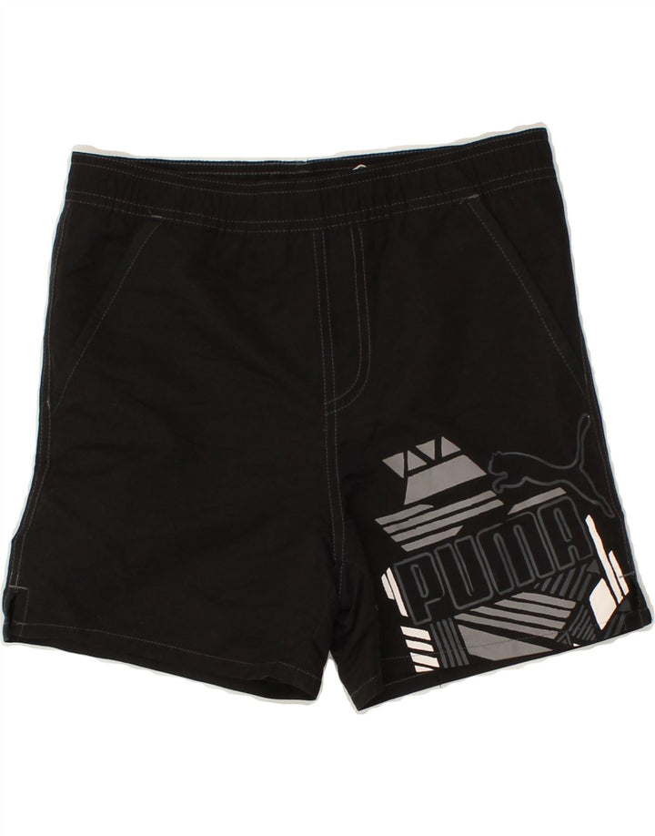 PUMA Boys Graphic Swimming Shorts 9-10 Years Black Polyester Vintage Puma and Second-Hand Puma from Messina Hembry 