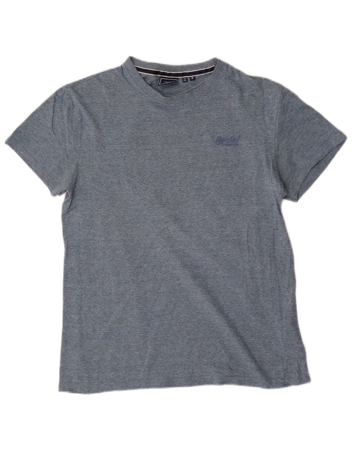 T-shirt da uomo Superdry Top in cotone chiazzato blu medio