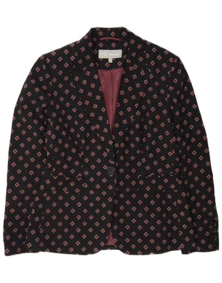 Giacca blazer a 1 bottone Marks & Spencer da donna UK 10 piccola nera geometrica