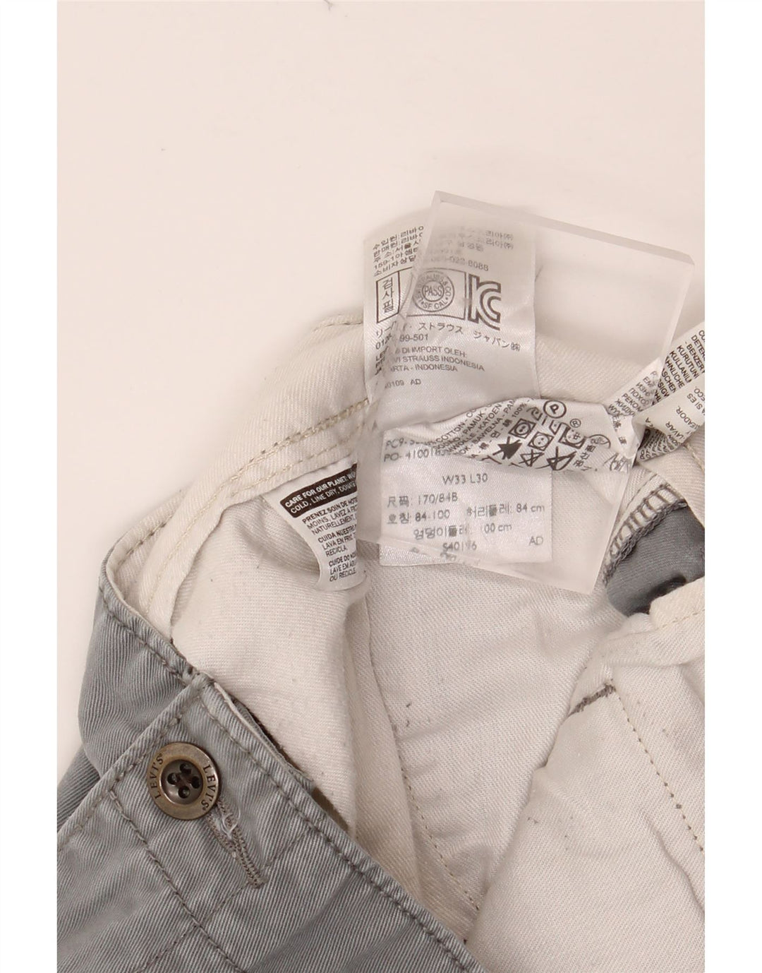 Pantaloni chino dritti da uomo LEVI'S W33 L30 in cotone grigio
