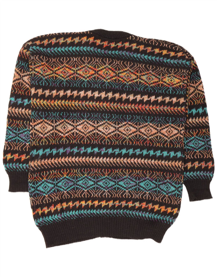 Maglione cardigan da uomo VINTAGE grande nero geometrico