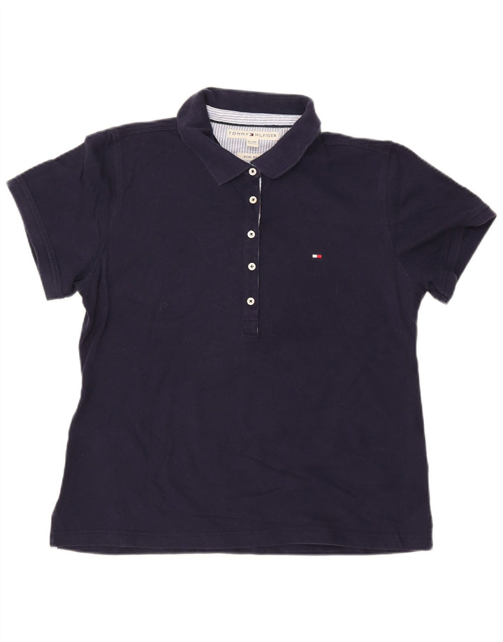 TOMMY HILFIGER Polo da donna slim fit UK 18 XL cotone blu navy